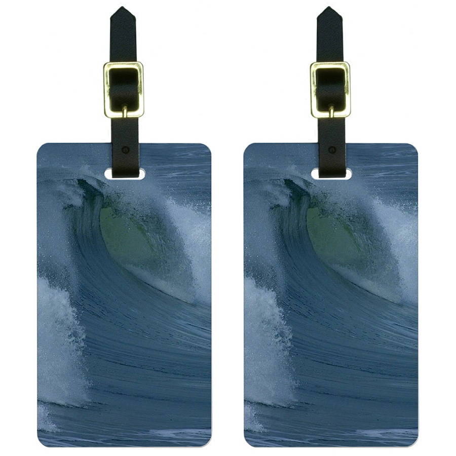 Ocean Wave Surf Surfing Surfer Luggage Tags Suitcase CarryOn ID, Set of 2