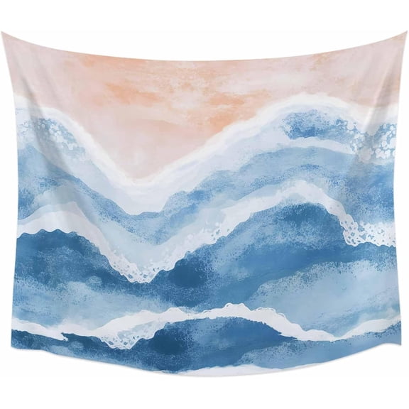 Ocean Wave Tapestry Lake Blue Gradient Wall Hanging Wall Tapestry for Bedroom Living Room Dorm Backdrop Home Decor 90x60 Inch