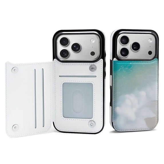 Ocean Wave Texture Print Leather Wallet Case for iPhone 16 Wallet Case Card Holder Flip