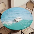 thumbnail image 1 of Ocean Wave Texture Round Table Cover Kitchen Printed Waterproof Tablecloth Elastic Edged Tablecloth Fits Party Wedding Indoor Outdoor Tables, 1 of 8