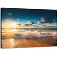 thumbnail image 1 of Ocean Wave Wall Art Canvas Coastal Decor Beach Sunset Theme Pictures Artwork for Walls Seascape Prints Poster for Bathroom Decor Framed Ready to Hang12x16inches, 1 of 6