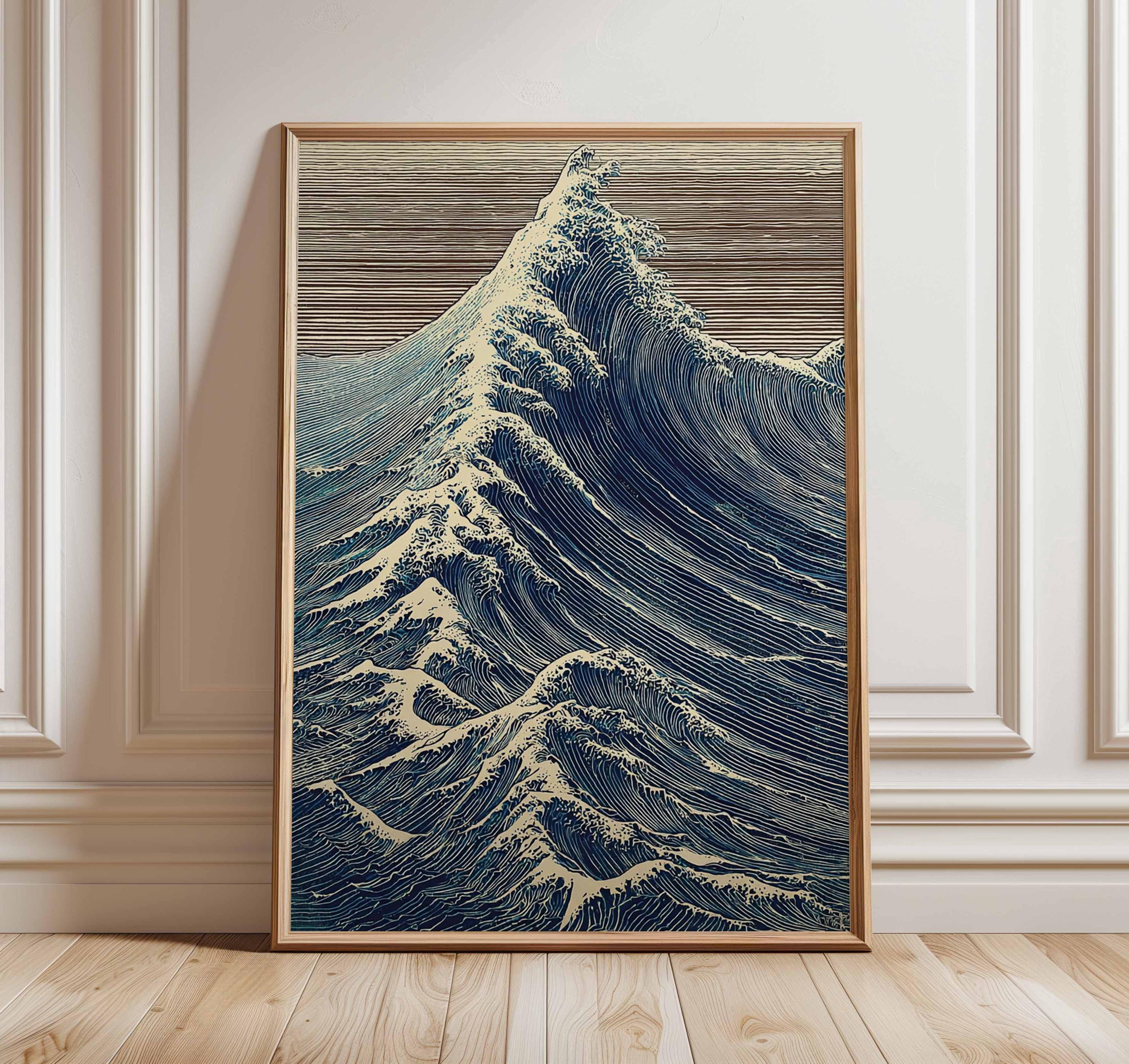 Ocean Wave Wall Art, Japanese Style Poster, Nautical Seascape Print ...