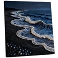 thumbnail image 1 of Ocean Wave Wall Art with 3D Pearl Embellishments on Fabric Canvas Blue and Black Seascape Decor, 1 of 8