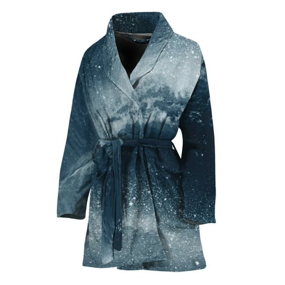 Ocean Wave Women Bathrobe One Size Univeral Fits, Ocean Fashion Lightweight Plush Fleece Long Robe For Women