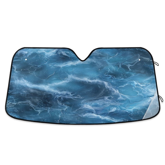 Ocean Wavea Car Windshield Sun Shade Foldable Car Front Window Visor Heat and UV Protection 55x27.6