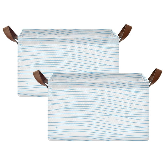 Ocean Waves 16.9x11.4x10in Foldable Open Home Storage Bins Durable Water Resistant Shelf Baskets