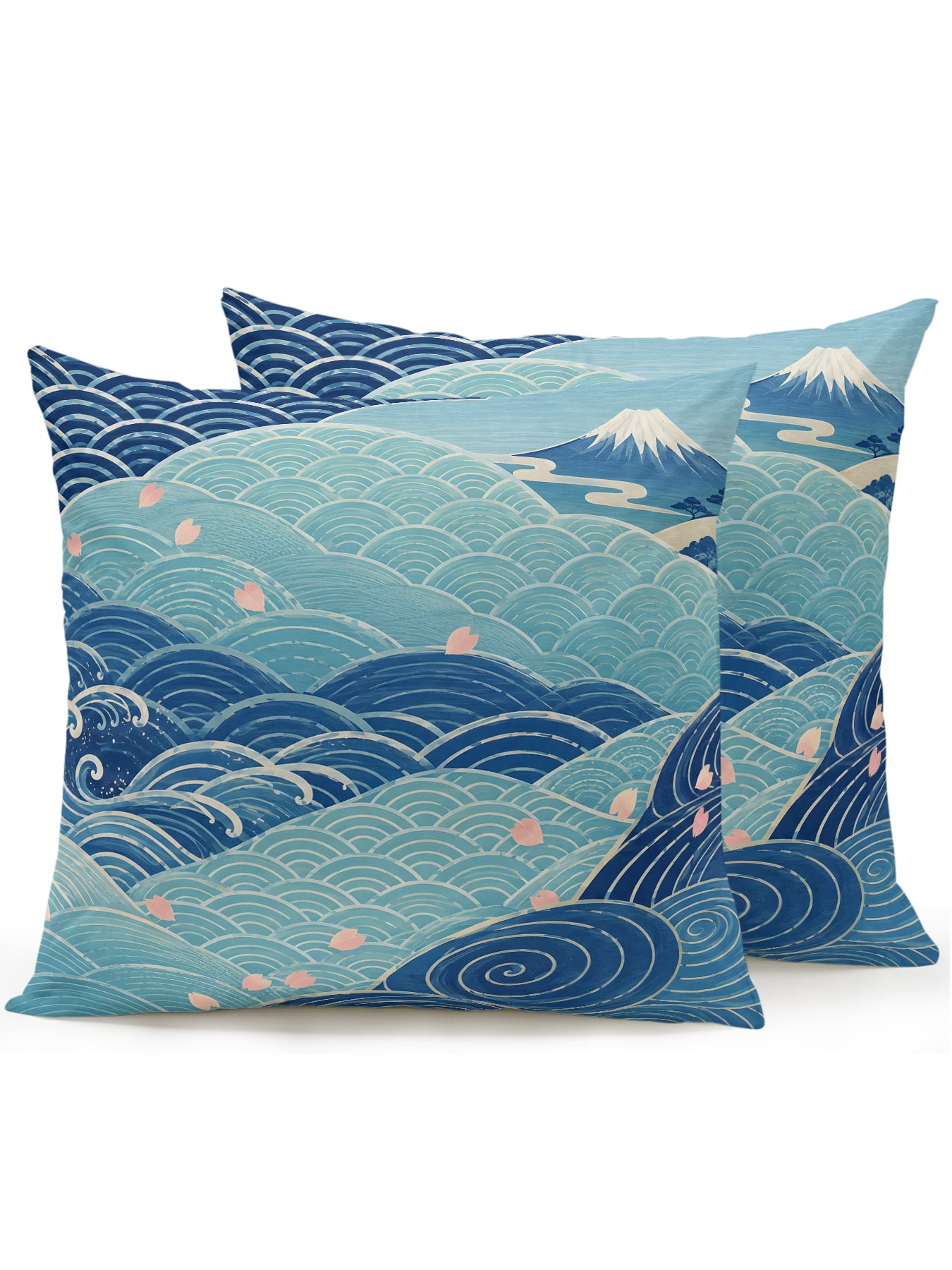 Ocean Waves 16x16 Inch Outdoor Throw Pillows with Inserts, Set of 2 ...