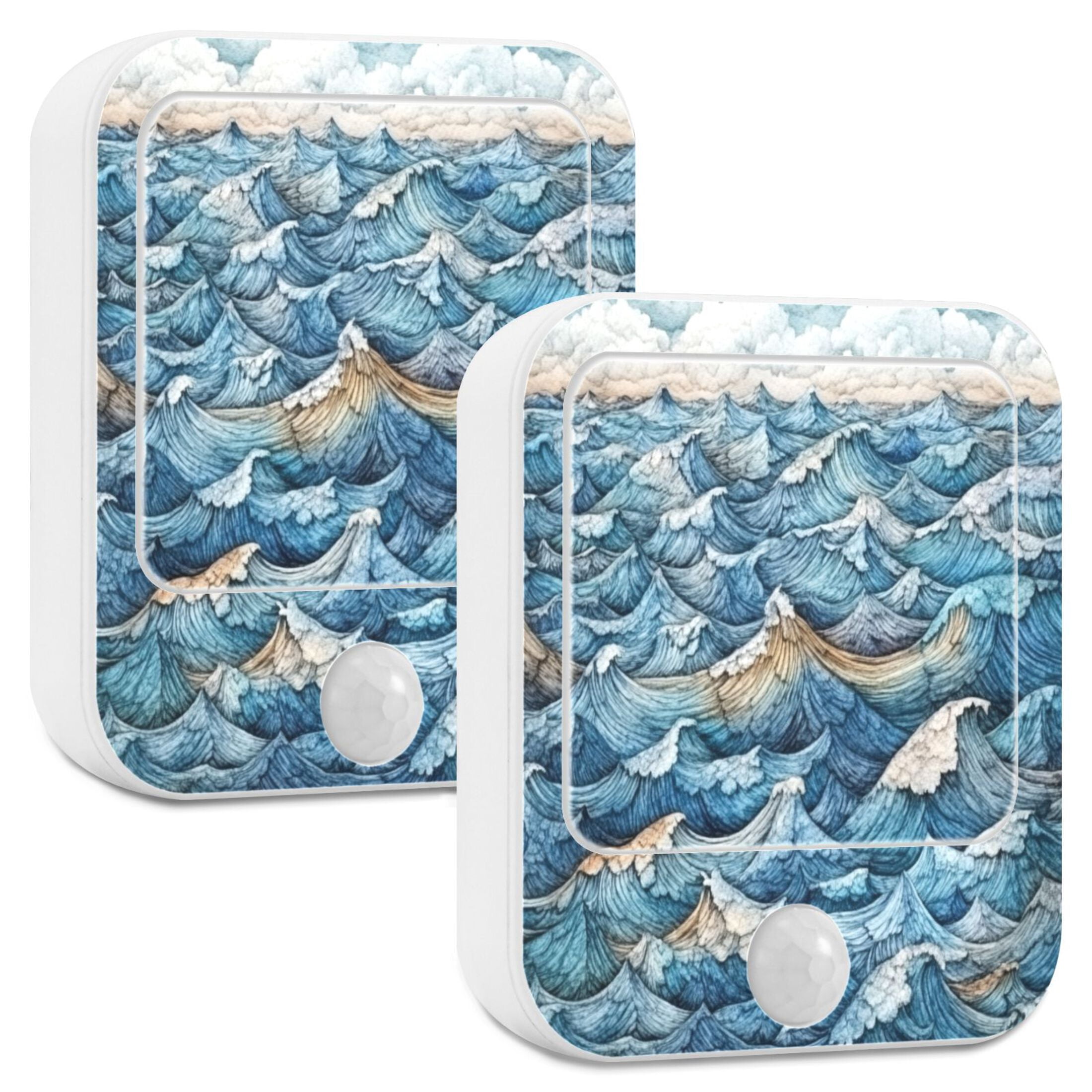 Ocean Waves 3-Mode Night Light with Adjustable Brightness - Warm White for Bedrooms and Nurseries 2.72x3.07in