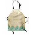 thumbnail image 1 of Ocean Waves And Clouds Apron Grunge Vintage Design Water Silhouette Nautical Theme, Unisex Kitchen Bib Apron with Adjustable Neck for Cooking Baking Gardening, Sand Brown Cream Seafoam, by Ambesonne, 1 of 3