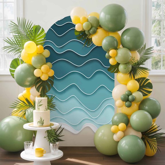 Ocean Waves Arch Backdrop Cover, 4FT, Abstract Spray Beach Spandex Arch Covers Double-Sided Backdrop for Wedding Birthday Party Photo Background Decoration