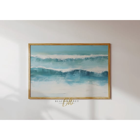 Ocean Waves Art Poster, Coastal Aesthetic, Abstract Waves, Beach House Decor, Summer, Horizontal Poster,, Size 8x12 UNFFRAMED F03.1.7l3218