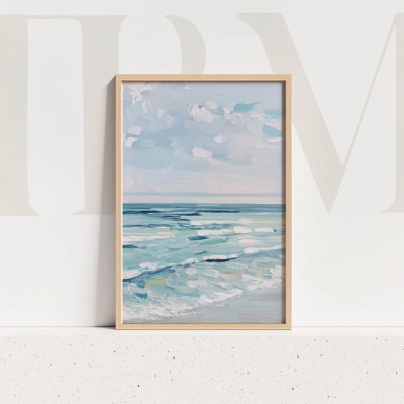 Ocean Waves Art Print, Coastal Seascape With Blue Sky And Sea Foam Home Decor UNFRAMED Poster, Wall Art for Decor, Present, 24x36