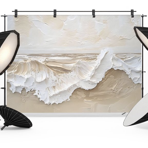 Ocean Waves Backdrop for Photography, Abstract Coastal Beach Boho Beige White Photo Backdrop Portrait Background Party Banner Photo Backgrounds for Studio Booth Props, 7x5ft