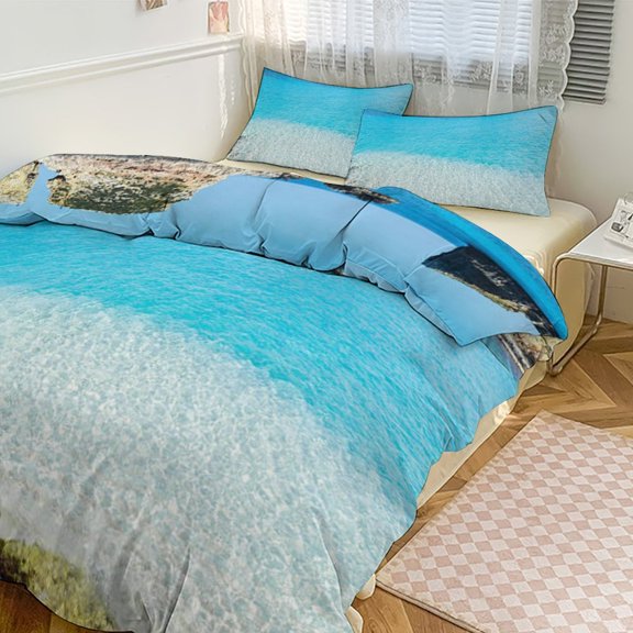 Ocean Waves Beach Blue Sea 3D Duvet Cover Set Quilt Cover Theme of for Bedroom Decoration