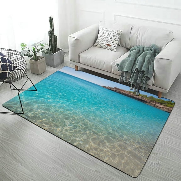 Ocean Waves Beach Blue Sea Carpet for Home Decoration Rugs for Bedroom Room Living Room Bathroom Entrance Door Non-slip Comfort Mat