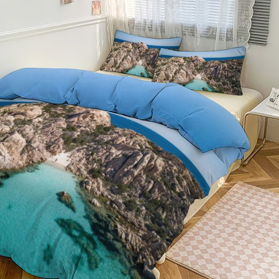 Ocean Waves Beach Blue Sea Duvet Cover Set Bedding Set Polyester Quilt Cover for Bedroom Decoration