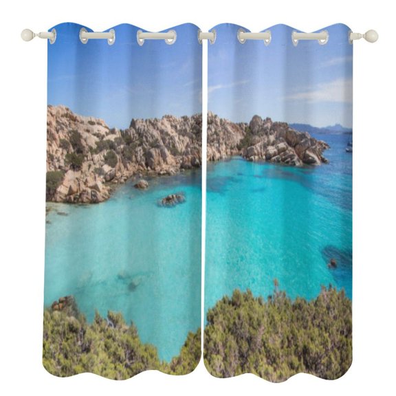 Ocean Waves Beach Blue Sea Luxury Window Curtains Blinds for Living Room Bedroom Bathroom Kicthen Door Home Decor 2 Panels