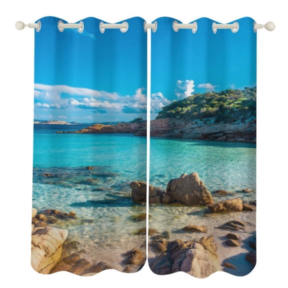 Ocean Waves Beach Blue Sea Luxury Window Curtains Blinds for Living Room Bedroom Bathroom Kicthen Door Home Decor 2 Panels