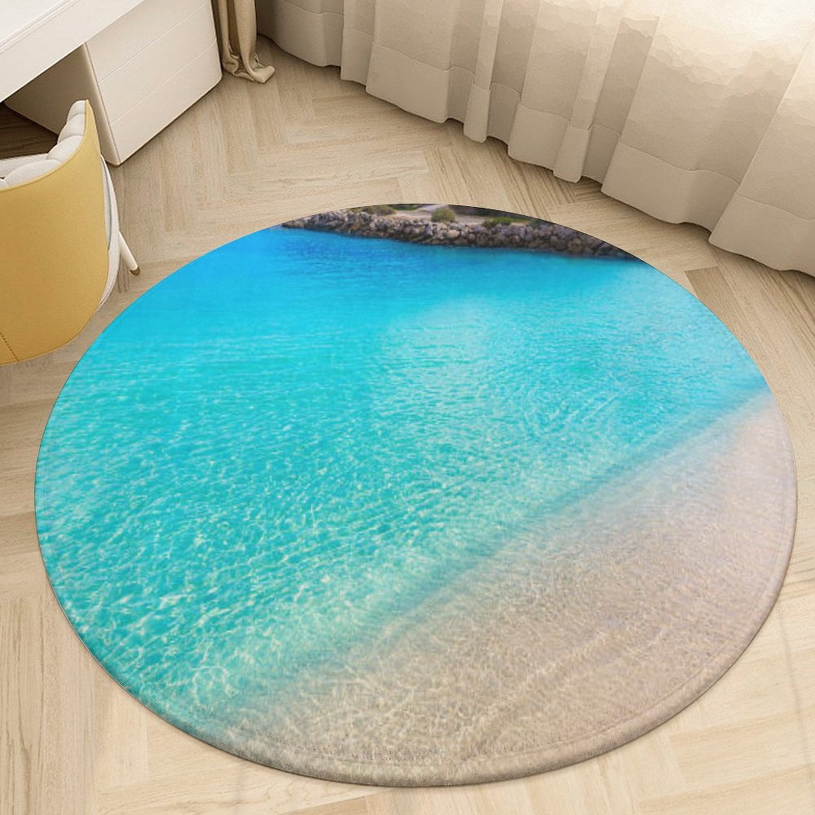 Ocean Waves Beach Blue Sea Round Area Rugs for Bedroom Living Room, 6FT ...