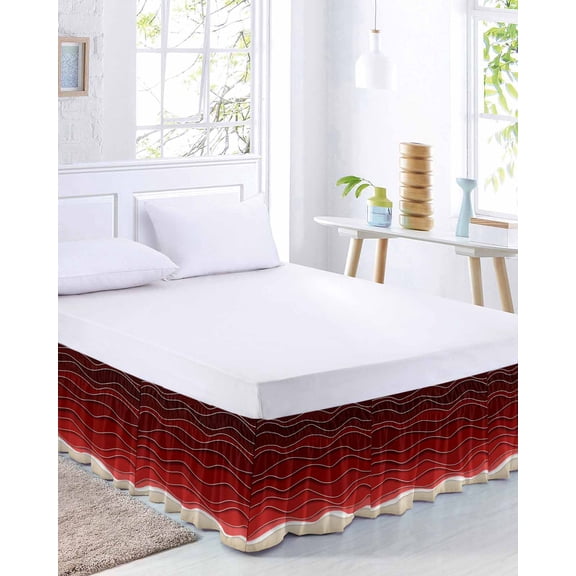 Ocean Waves Bed Skirt Queen Size 16 Inch Drop, Abstract Spray Beach Adjustable Elastic Dust Ruffles Bedskirt for Queen Bed Wrap Around Pleated Mattress Frame Cover