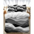 thumbnail image 1 of Ocean Waves Bedding Duvet Cover Set Full Size 4 Pieces Gray White Wave Dark Gray Gradient Bedding Set with Zipper Closure, 1 Comforter Cover 86x86 Inches 1 Flat Sheet & 2 Pillow Cases, 1 of 7