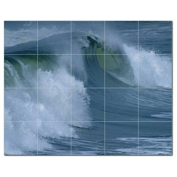 Ocean Waves Ceramic Tile Mural Kitchen Backsplash Bathroom Shower, 405679-M54