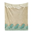 thumbnail image 1 of Ocean Waves and Clouds Soft Flannel Fleece Blanket, Grunge Vintage Design Water Silhouette Nautical Theme, Cozy Plush for Indoor and Outdoor Use, 50" x 70", Sand Brown Seafoam Cream, by Ambesonne, 1 of 6