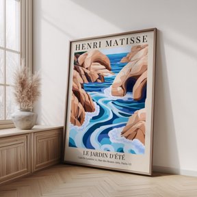 Ocean Waves Coastal Blue French Riviera Landscape Modern Museum Decor Wall Art Print