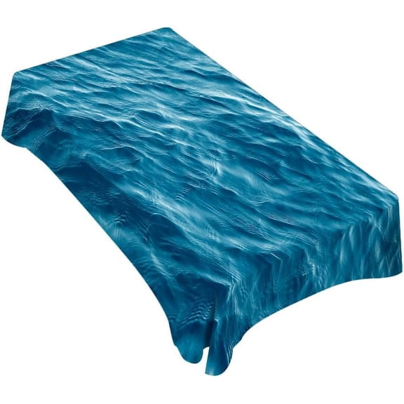 Ocean Waves Decorative Rectangle Tablecloth Blue Ocean Waves Seawater Flow Polyester Table Cloths Kitchen Table Cover for Dining BBQ Picnic Coffee Table 60 x 84 Inch 6-8 Seats
