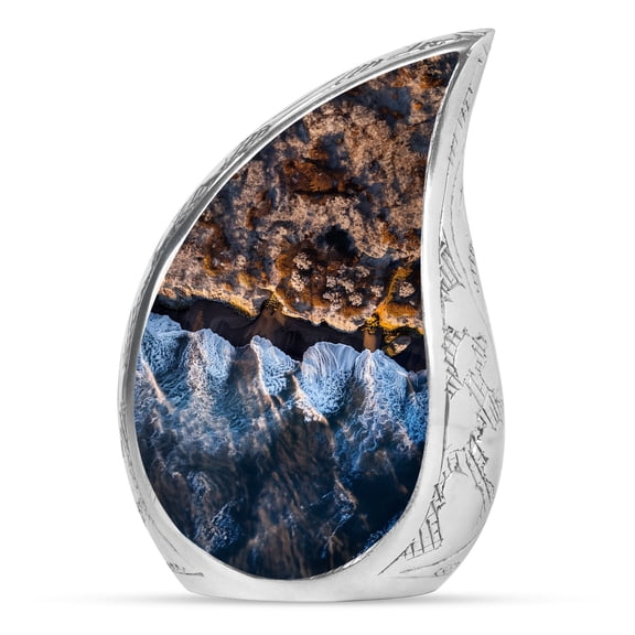 Ocean Waves Edges Small Funeral Urns For Human Ashes Adult Man & Women - Memorial Cremation Urns For Human Ashes - 3 Inch 1 Pcs