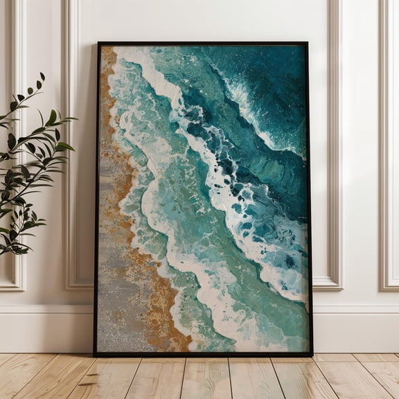 Ocean Waves Fluid Wall Art Print Modern Coastal Decor