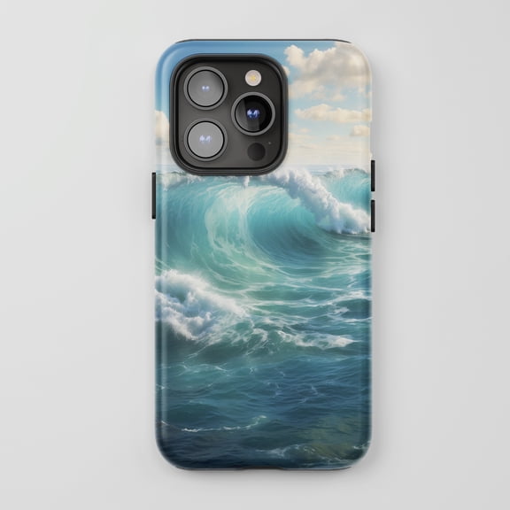 Ocean Waves For All iPhone Series Protective Phone Case Realistic Nature Seascape Blue Turquoise