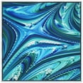 thumbnail image 1 of "Ocean Waves II" Crystallus Epoxy Coated Wrapped Framed Glossy Blue Canvas Wall Art with Heavy Acrylic Crystal Shards Embellishments, 1 of 10