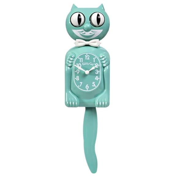Ocean Waves Kitty Cat Clock (3/4 Size) 12.75" Smaller Version Retro Green Kit Cat Klock Made in USA