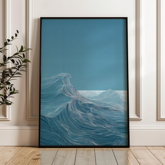 Ocean Waves Line Poster