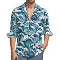 thumbnail image 1 of Ocean Waves Mens Long Sleeve Button Down Shirts, Casual Men's Button Up Shirt with Pocket, 1 of 6
