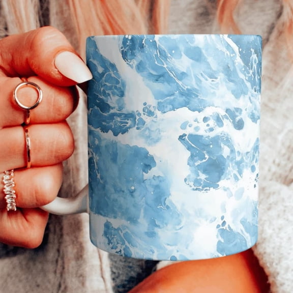 Ocean Waves Mug, Beautiful Blue Ocean Ceramic Mug, Ocean Themed Coffee Cup, Sea Lover Gift, Beach House Dr, Choose Your Design.