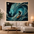 thumbnail image 1 of Ocean Waves Night with Swirling Wave Dominates Curling, Mystical Fantasy for Space Lovers, Galaxy Room Decor, Housewarming Gift, Tapestry Wall Hanging for Bedroom and Dorm, 1 of 7