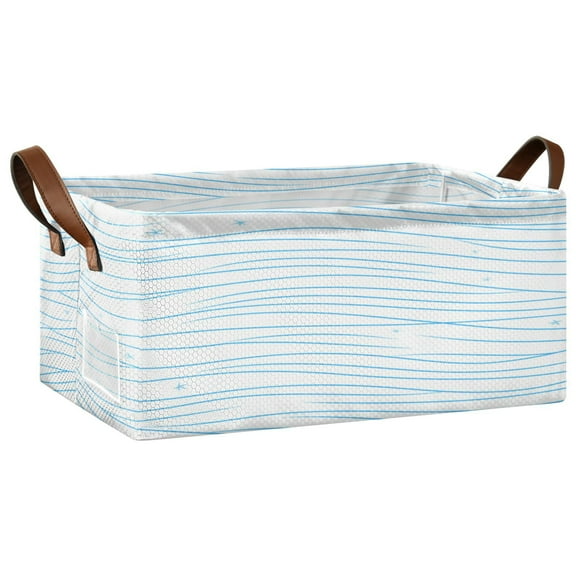 Ocean Waves Open Home Storage Bins Foldable Metal Frame Shelf Baskets 16.9x11.4x7.7in Water-Resistant