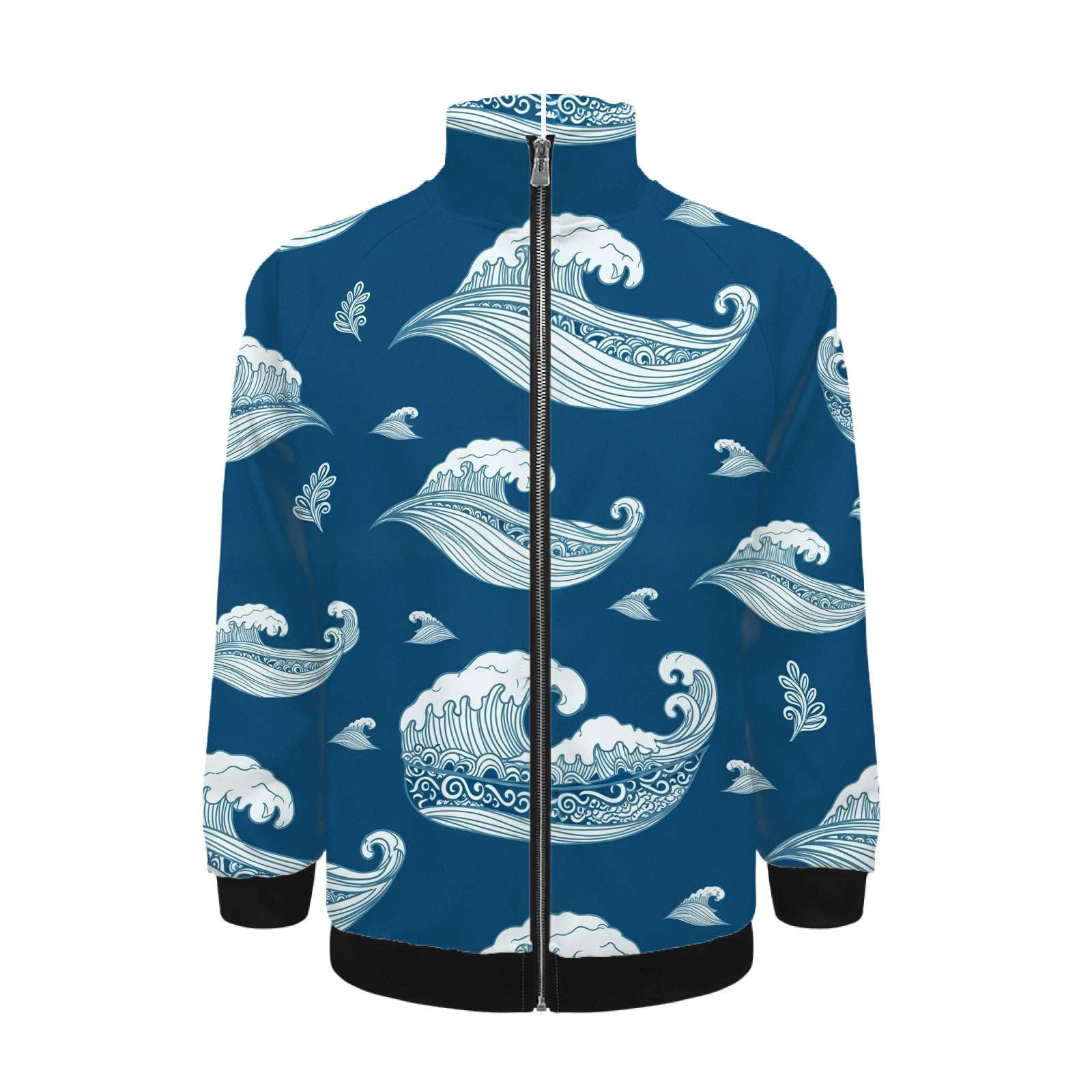 Ocean Waves Pattern Fabric Jacket Men's Street Cool Long Sleeves Coat ...