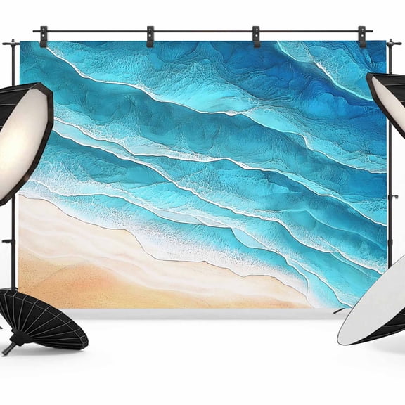Ocean Waves Photography Backdrop 10x8FT, Abstract Gradient Orange Teal Waves Beach Photo Backdrops, Background for Photography Studio Photo Studio Background, Back Drop for Photoshoot