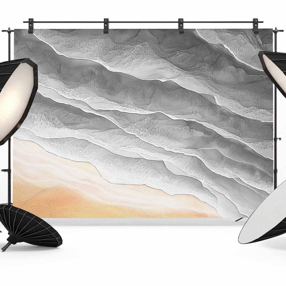 Ocean Waves Photography Backdrop 7x5FT, Abstract Gradient Orange Gray Waves Beach Photo Backdrops, Background for Photography Studio Photo Studio Background, Back Drop for Photoshoot