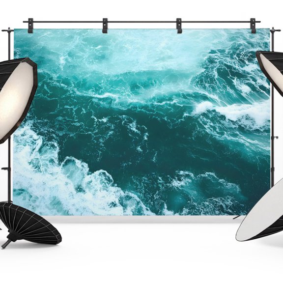 Ocean Waves Photography Backdrop 7x5FT, Modern Nautical Dark Green Ocean Waves Photo Backdrops, Background for Photography Studio Photo Studio Background, Back Drop for Photoshoot