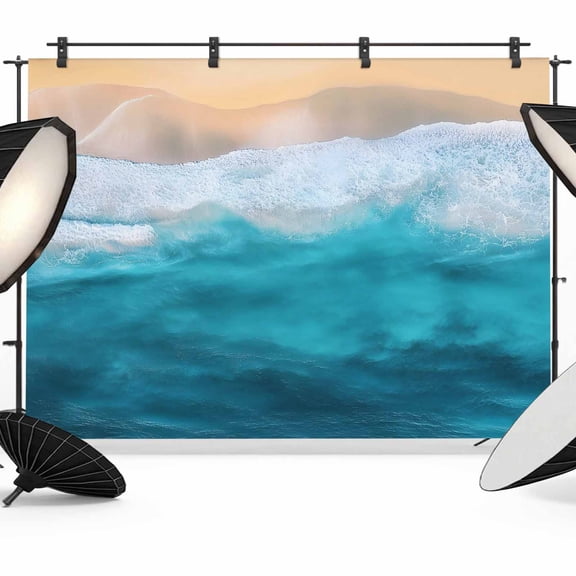 Ocean Waves Photography Backdrop 7x5FT, Summer Watercolor Ocean Beach Aqua Gradient Water Ripples Photo Backdrops, Background for Photography Studio Photo Studio Background, Back Drop for Photoshoot