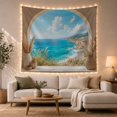thumbnail image 1 of Ocean Waves Picturesque with Stone Archway Creates Window, Mystical Fantasy for Space Lovers, Galaxy Room Decor, Mother'S Day Gift, Tapestry Wall Hanging for Bedroom and Dorm, 1 of 7