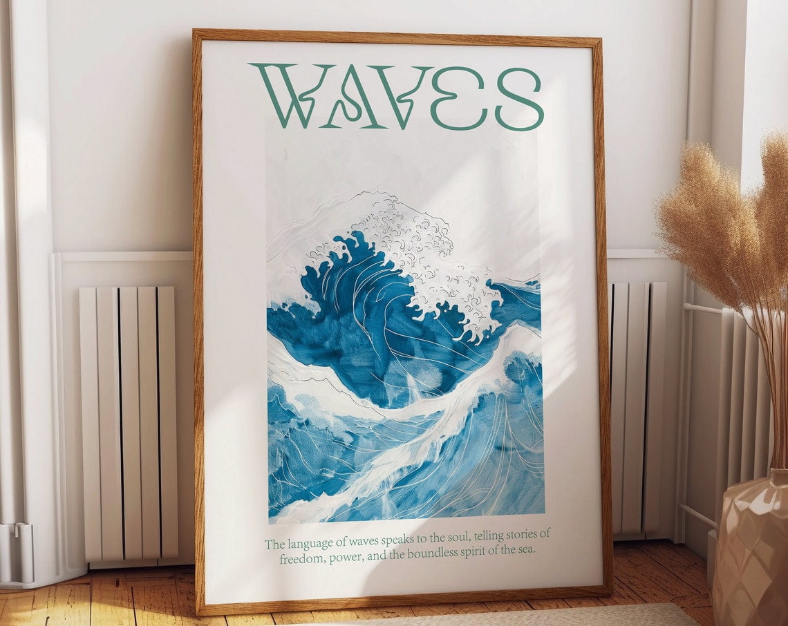 Ocean Waves Poster Majestic Sea Power Print Coastal Serenity For