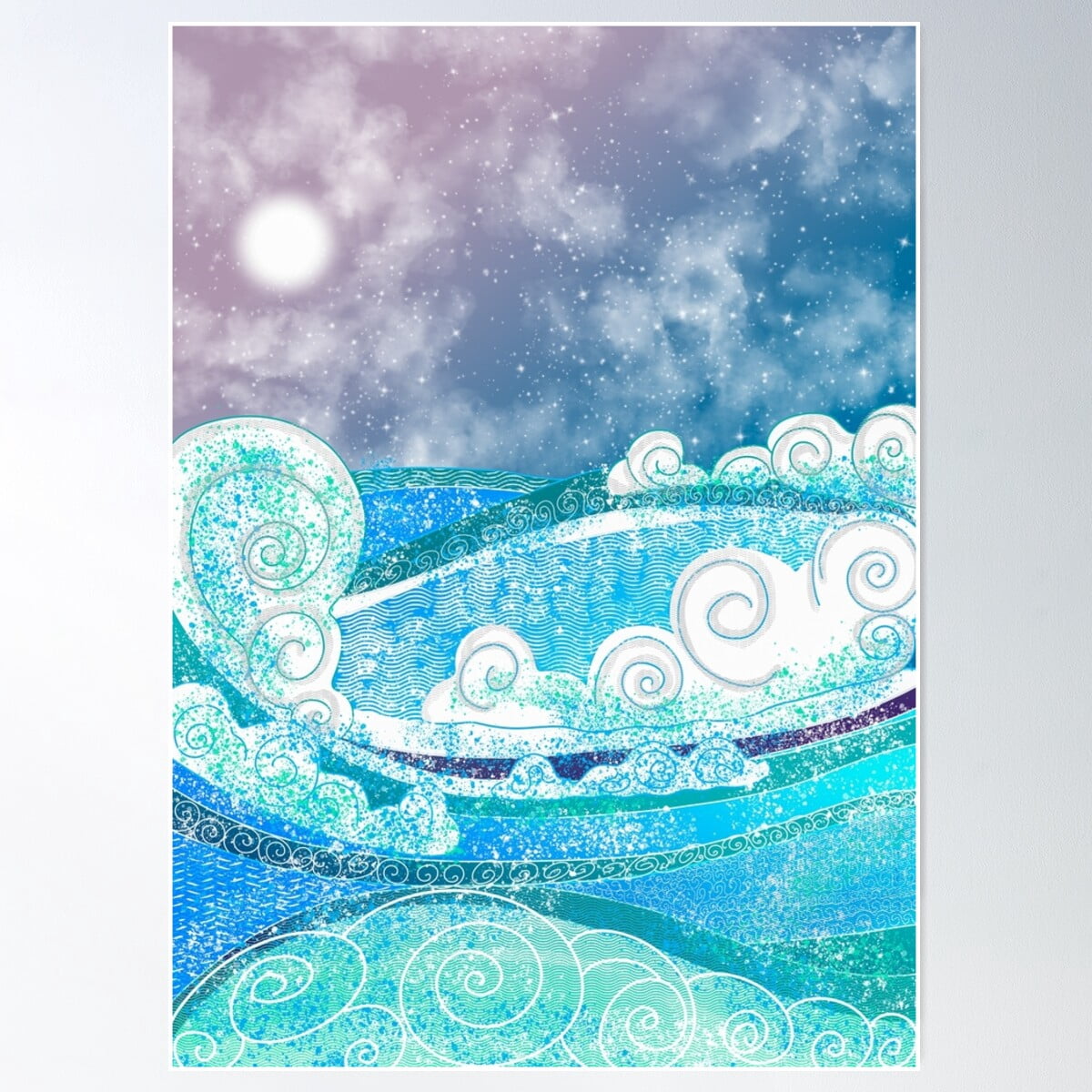 Ocean Waves Poster Wall Art, Modern Wall Decor For Living
