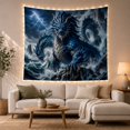 thumbnail image 1 of Ocean Waves Powerful with Dragon Shimmering Scales Shades, Mystical Fantasy for Space Lovers, Galaxy Room Decor, Housewarming Gift, Tapestry Wall Hanging for Bedroom and Dorm, 1 of 7