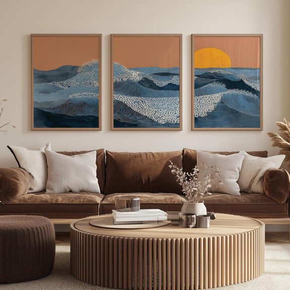 Ocean Waves Print, Japandi Wall Art, Print Set 3 Unframed Paper Print 16x24