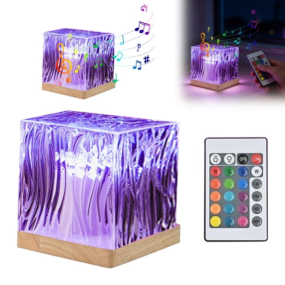 Ocean Waves Projector Light 16 Colors Moods Ambient Lighting Luminorthe Cube Northem Lights Projector with Dynamic Ripple Effect Rechargeable Remote Control for Living Room Bedroom Decor
